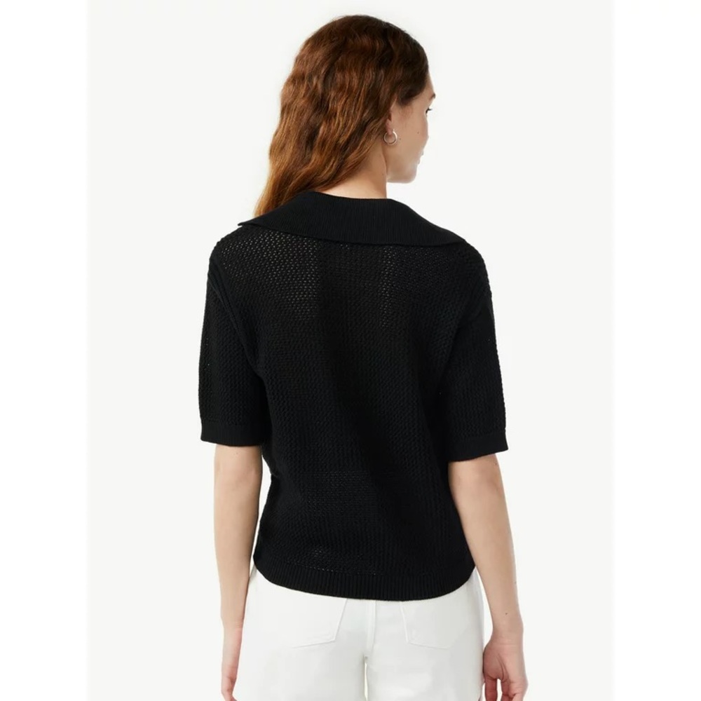 FREE ASSEMBLY Short Sleeve Crochet Polo Shirt - Picture 5 of 8
